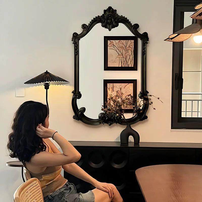 法式中古化妆镜壁炉装饰镜欧式贴墙壁挂镜子复古雕花梳妆镜浴室镜,住宅家具,淘宝优惠券,粉丝福利购,淘宝优惠卷