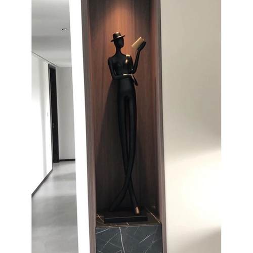 现代轻奢创意抽象人物看书摆件样板房电视柜客厅玄关落地艺术雕塑