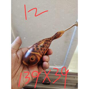 天然老成文玩鱼葫芦 一物一图皮质瓷实 手把烙画瓜条文玩工艺品