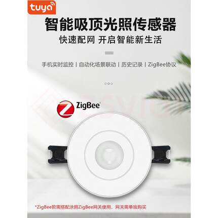图雅Zigbee智能吸顶灯照明传感器全屋智能自动化场景联动开关灯