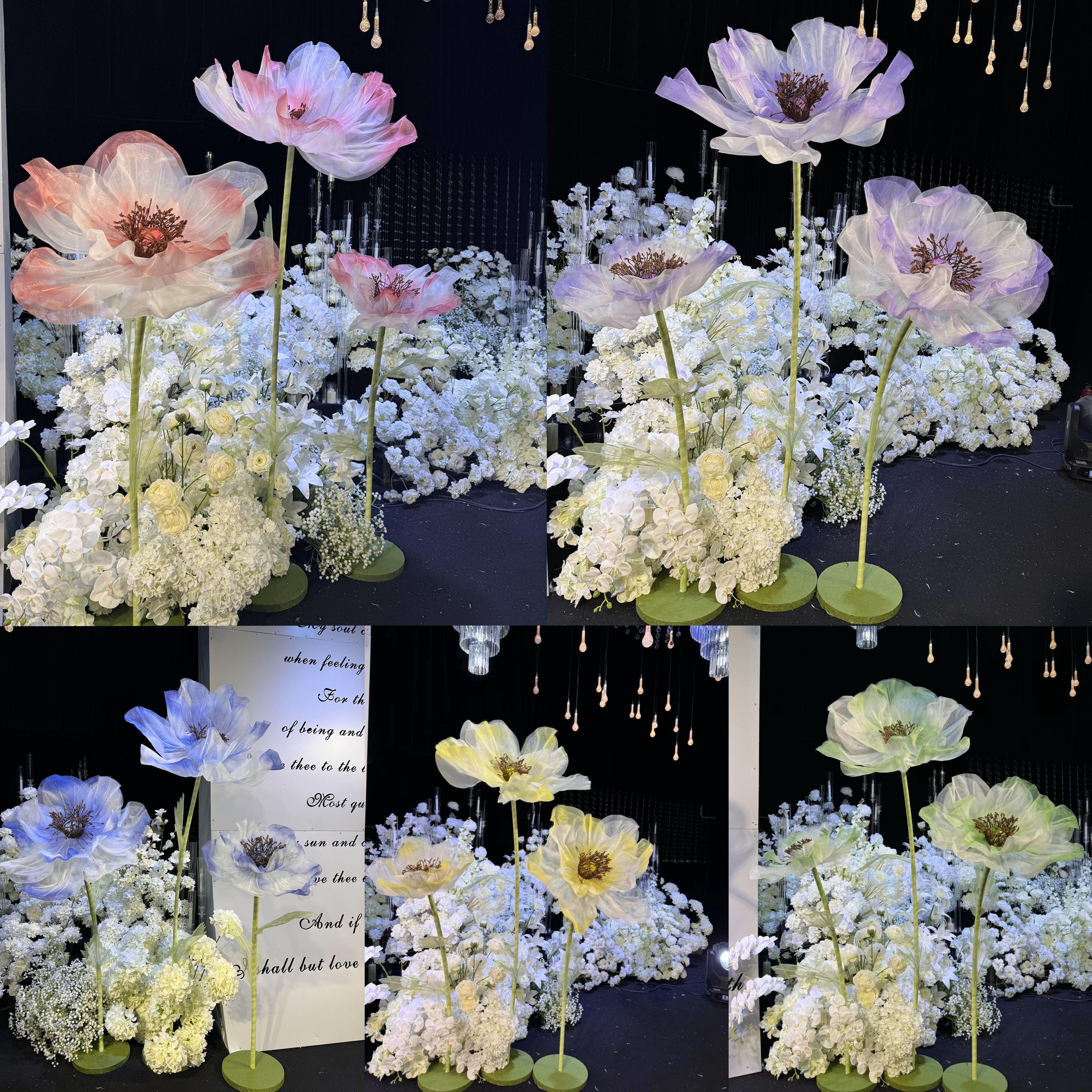 婚庆道具晕染手工真丝花丝网花橱窗装饰纱花t台场景布置婚礼路引