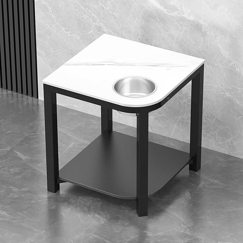 楼棋牌室麻茶白将桌旁边小茶几茶架现代高级感色水岩板麻将麻将机