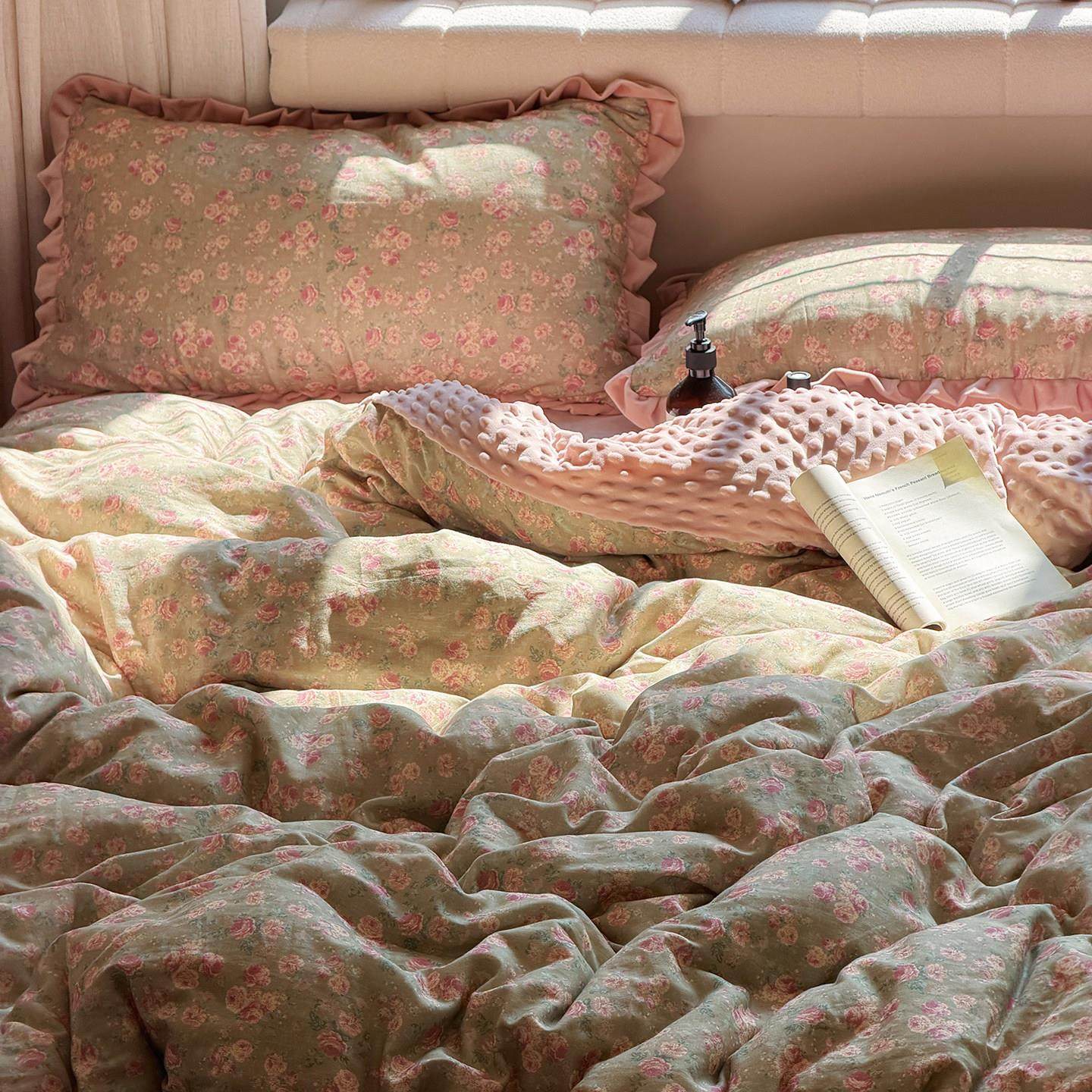 202新款全棉四双层5纱加高克重宝宝绒件套1.51.8牀mSRE上用品保暖