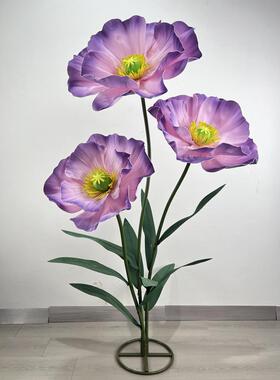 虞美人动大纸纸AHF艺花装饰花橱美陈商场装饰花艺窗活布置巨型仿