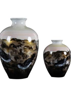 中创意手面绘喜鹊花器花瓶装饰式摆件样板房间酒店桌新艺QY-530术