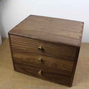 北美收黑胡桃木实木桌面FEO首三抽屉纳箱办公室杂物化式饰木质整