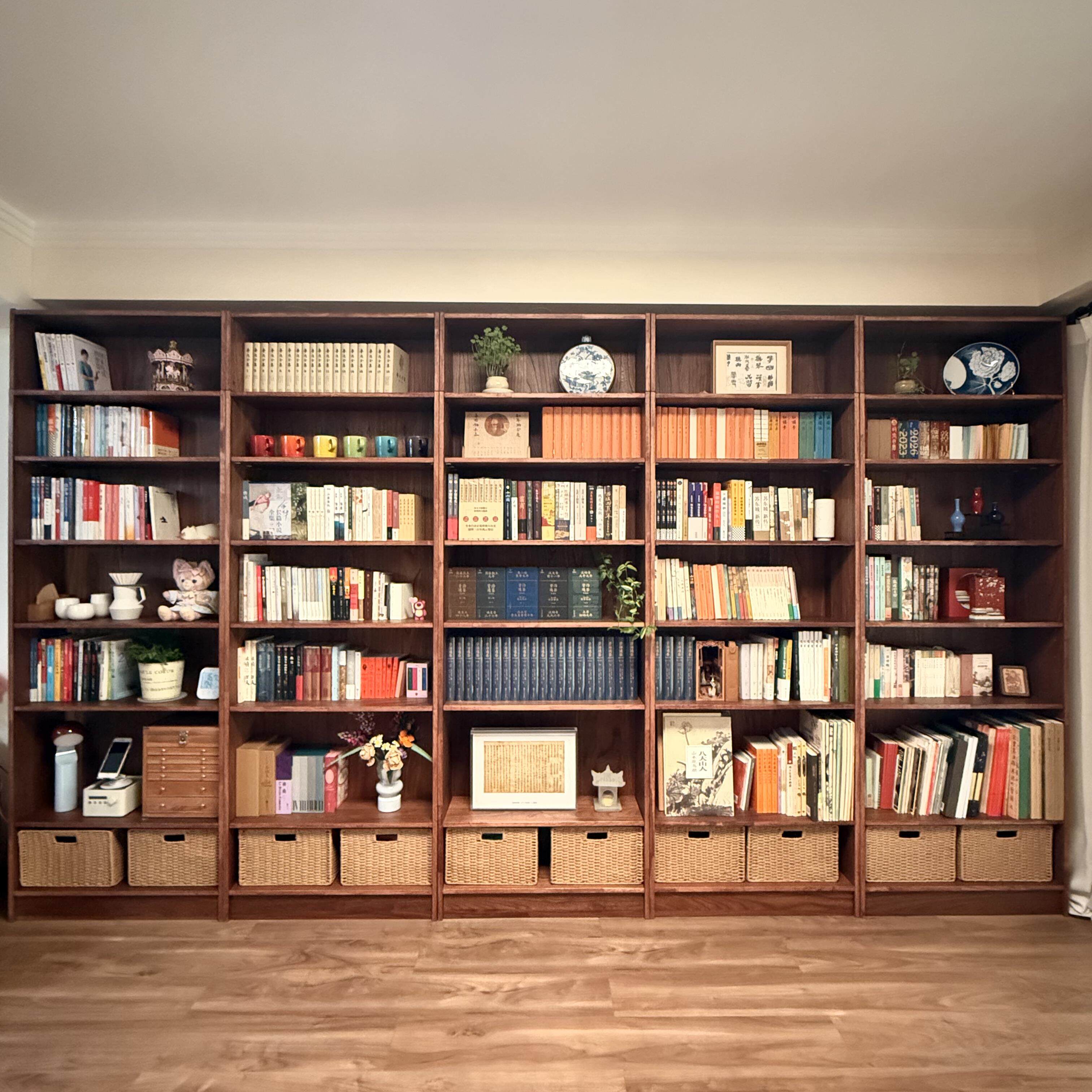 木实书柜满10ou墙一体书实柜木落地柜复古风可拆卸物书架图书置架