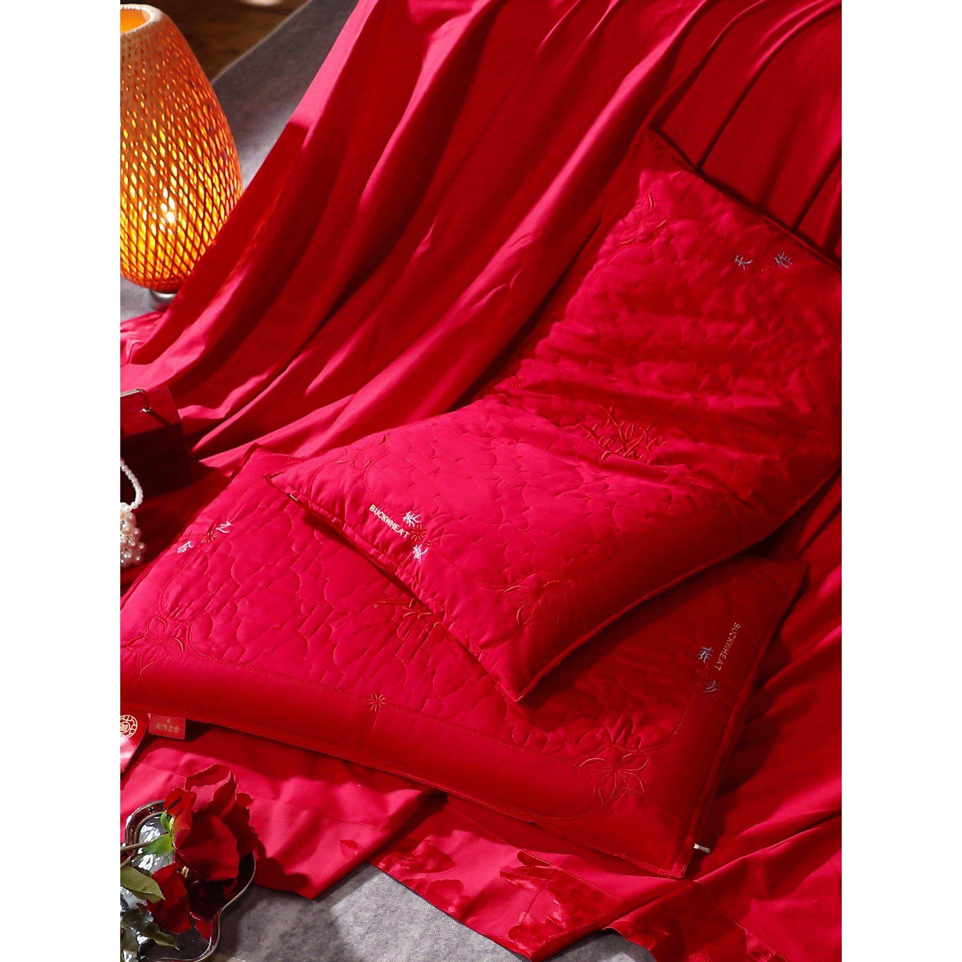 花车棉中婚庆红荞麦枕大式红喜庆荞全麦壳枕头结婚单人枕TG6425新,床上用品,花草枕,淘宝优惠券,粉丝福利购,淘宝优惠卷