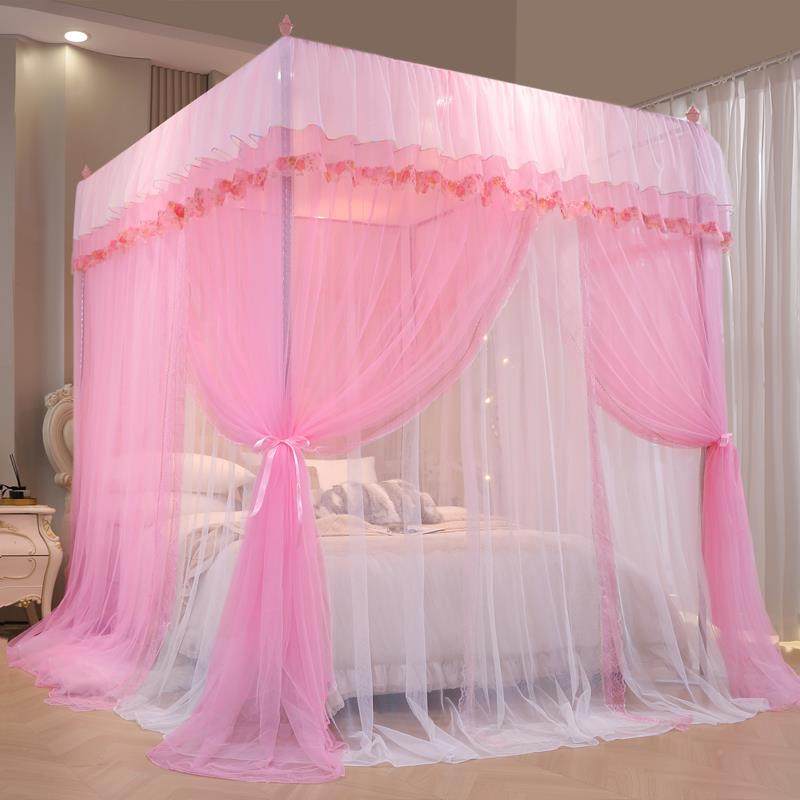 新防LSV密蚊地门蚊帐三家用双人卧室落宫廷双层纱加加厚不锈钢支