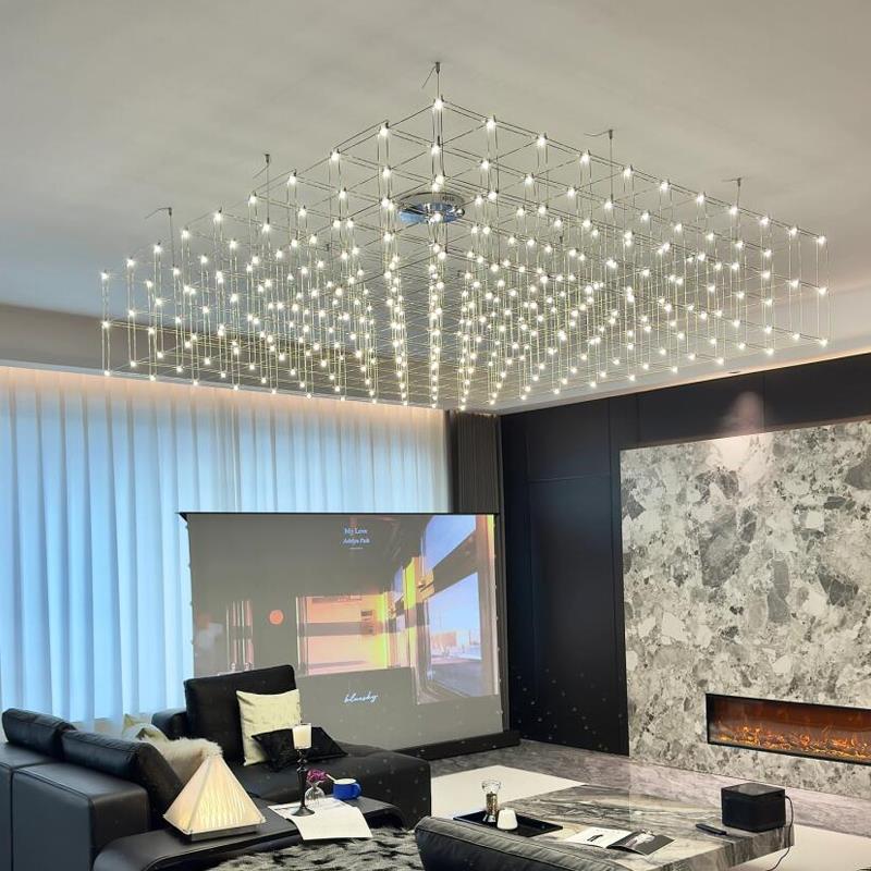 新款客厅主吊灯高级感06221534灯意式简约现代厅用满餐天星光立方