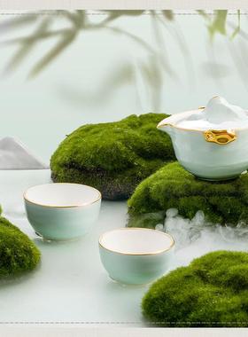 式玛戈特行云4头隆细瓷茶具茶杯用2人1.04.5561壶2杯可携家用旅行