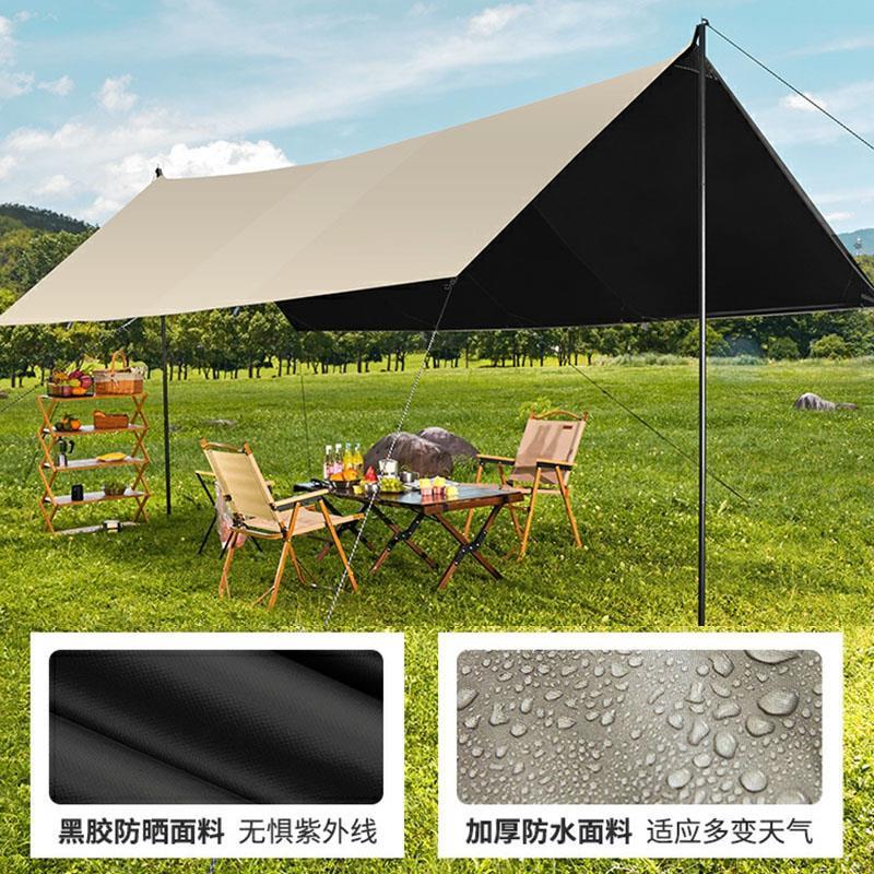 德国加胶天幕户阳外露营野餐庭院沙滩防453124厚晒遮棚牛黑津布帐
