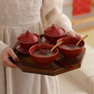 礼新人婚改口敬茶杯套装 婚庆结品大全婚新用AL25020婚喜碗筷托盘