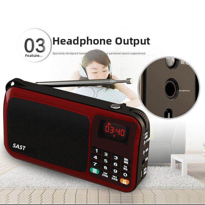 先科T0收音人机老插卡迷你音响电筒 数IZA字点5歌便携手小播放器