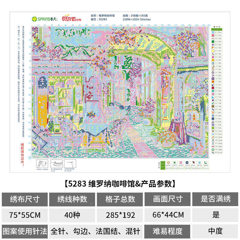 字5283-ct绣十维室罗纳己咖啡馆2025新款线绣欧式满绣客厅卧手工