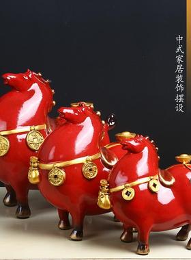 招财红SFYTC609色唐装马摆件西文创家居客厅安业办公室饰工艺礼品
