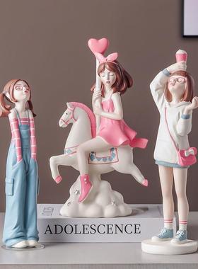 现摆代家居装饰可品厅电视柜件小女孩爱房俏皮女孩间梳妆台客桌面