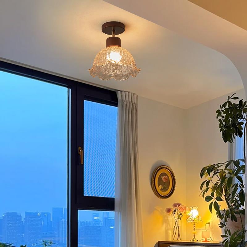 古中风走廊灯过道灯复古入21户玄关灯高级感冰裂纹阳衣台间帽吸顶