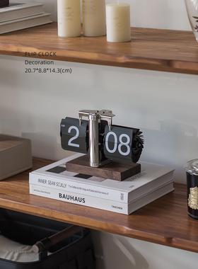 MIY创U自动翻页时钟桌面摆件复古械MQV表机台式摆数字钟表意客厅