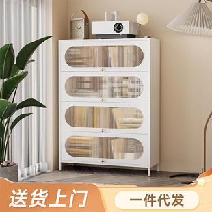 钢制翻盖书柜储物柜多层带柜门防尘收纳展示柜客厅卧室落地置物架