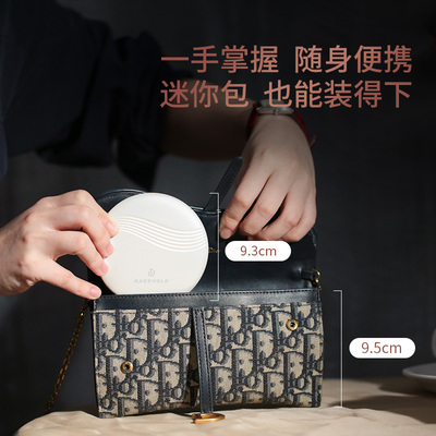 seho化妆镜随身携带小镜子女便携F手持发光带灯led补光镜充电