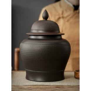 复古 茶叶罐紫陶大号手工茶罐将军罐醒茶茶道摆设防潮家用陶瓷中式
