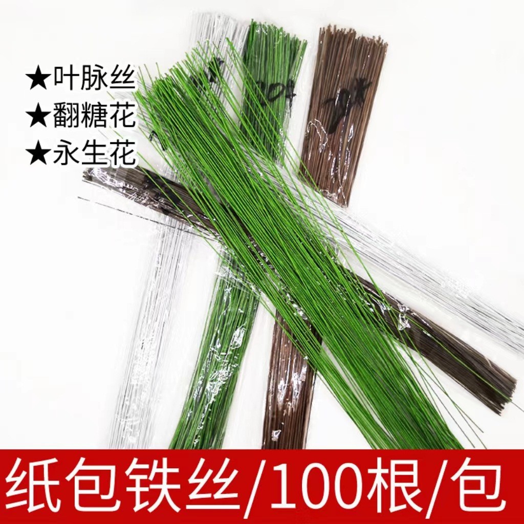 邮纸包铁丝26包号铁丝杆铁丝手工铁绿DIY细铁丝天星叶脉花满天星