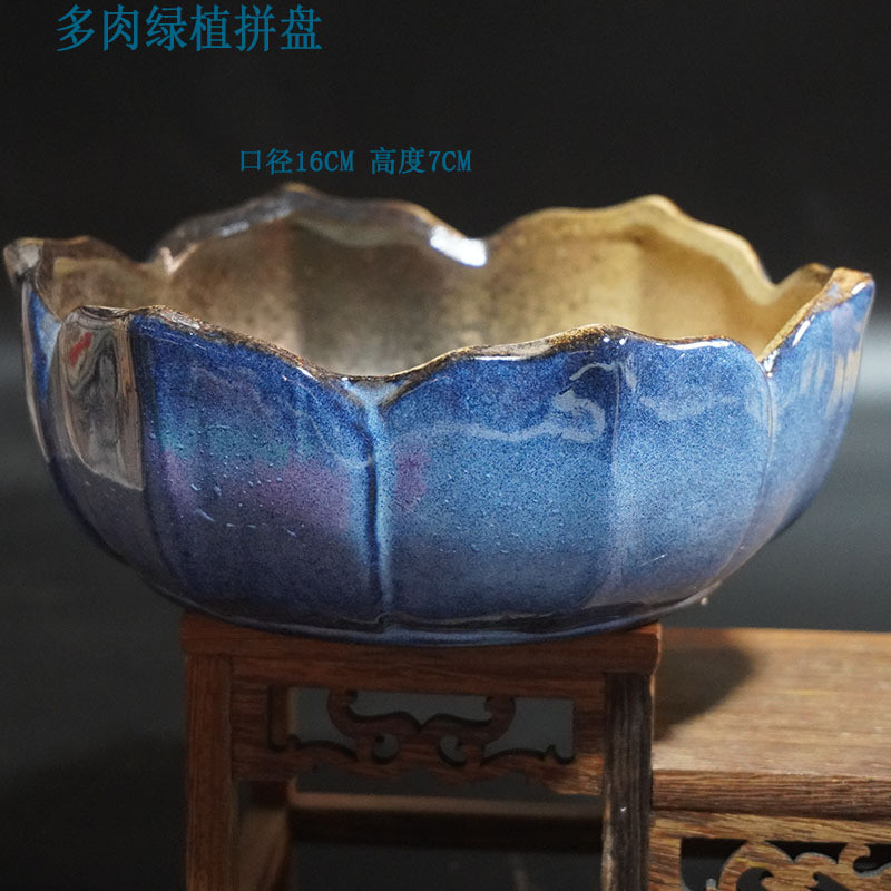 简约吸水透气粗陶中温陶瓷中号多肉绿植拼盘盆