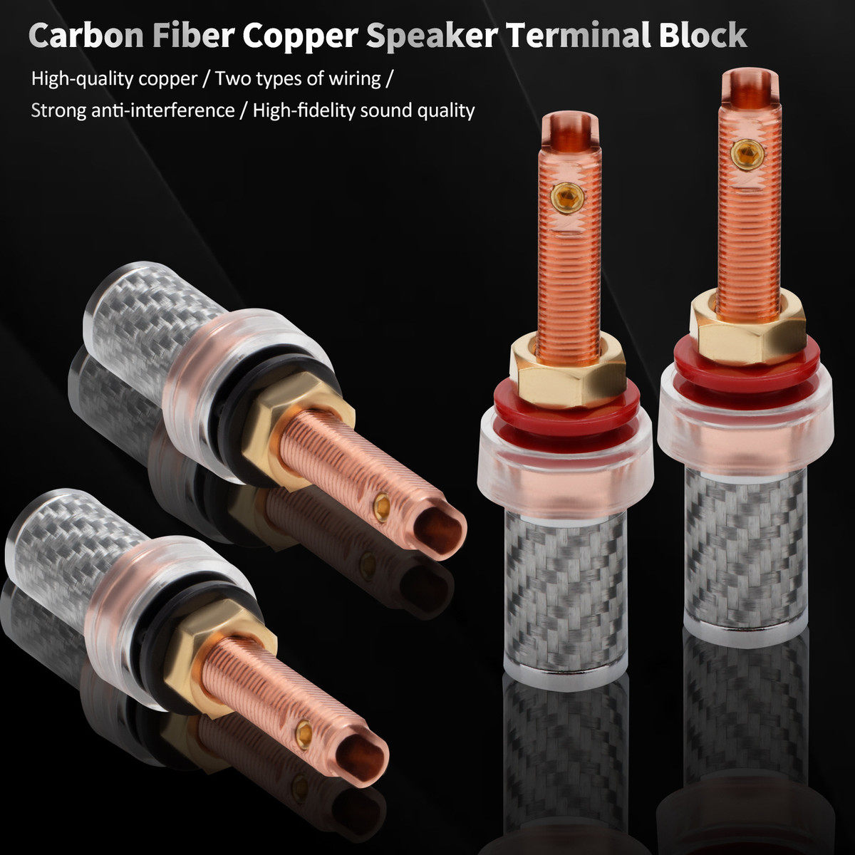 紫铜碳纤维喇叭线接线柱长款短款 胆机音箱香蕉座 音频线连接端子