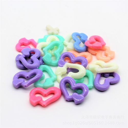 24X17mm亚克力实色心形珠子心DIY串珠材料儿童串珠配件