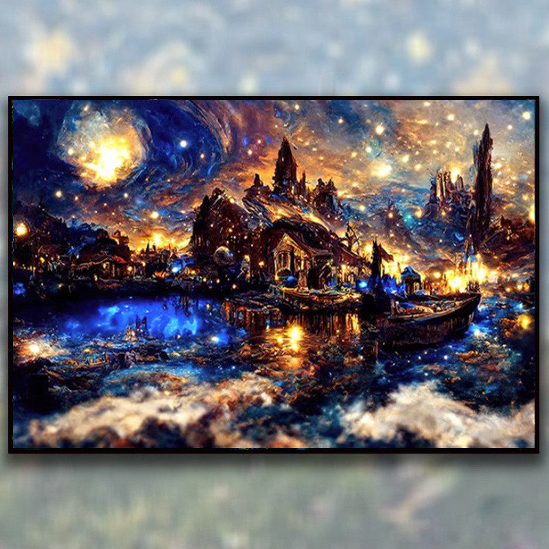 梵高星空下霍格沃兹城堡钻石画满钻新款儿童粘钻十字绣砖石贴钻画,居家布艺,钻石绣,淘宝优惠券,粉丝福利购,淘宝优惠卷