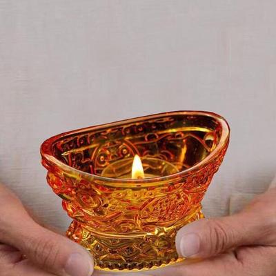 �节防风烛台摆件佛具寺庙供佛灯自制水晶元宝油灯酥油小灯座跨境