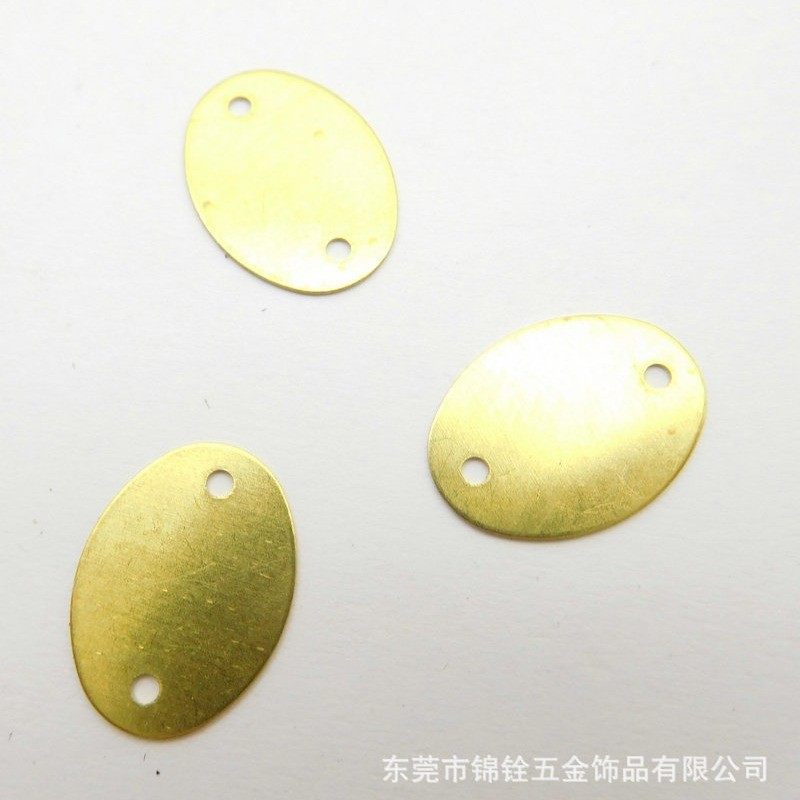 双孔椭圆形吊片DIY金属配件铜片通花片光面双孔吊片