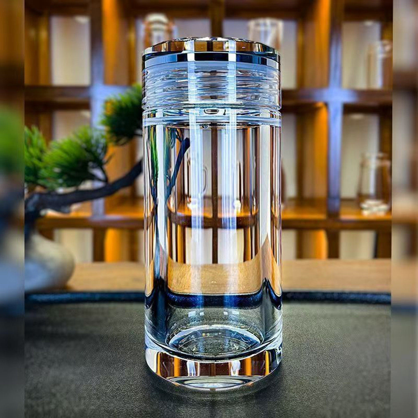礼盒装东海原矿水晶玻璃杯密封车载杯双层隔热耐热创意水杯泡茶杯