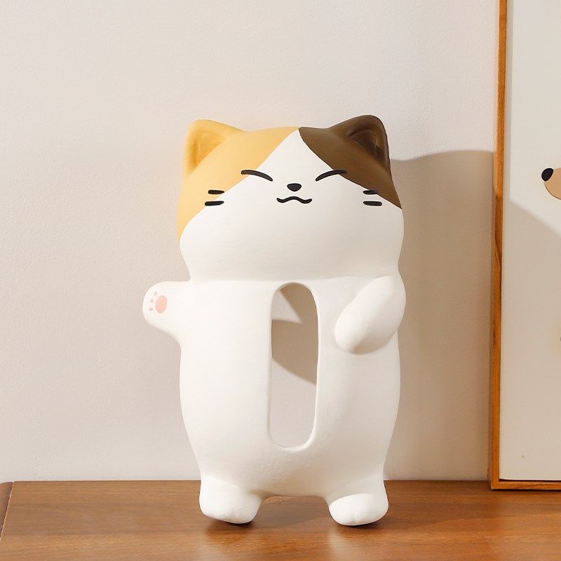 翘尾猫陶b瓷盒可爱客厅卫生纸盒家用茶几高级感抽取式卫生纸盒子,收纳整理,纸巾盒,淘宝优惠券,粉丝福利购,淘宝优惠卷