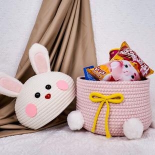 玩偶礼物兔子手工编织客厅阳台卧室书房桌面N茶几收纳整理筐箱篮