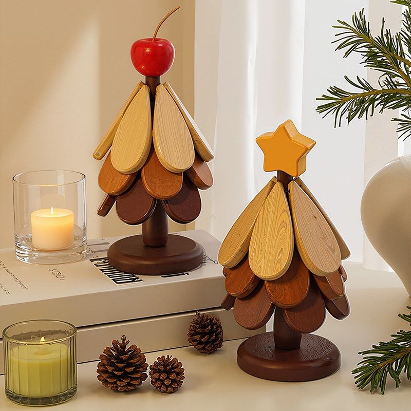 圣诞树隔热垫餐桌摆n件创意一棵树实木防烫锅垫耐高温杯碗垫装饰,家居饰品,桌面摆件,淘宝优惠券,粉丝福利购,淘宝优惠卷