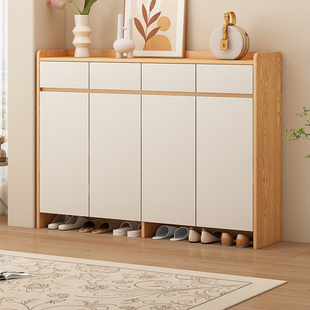 入户鞋柜家用收纳柜一体靠墙玄关柜2026新款小窄门口走廊加深鞋柜