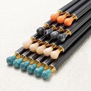 中式 复古合金筷子家用高档抗菌防霉快高级正品 乔迁耐高温10双套装