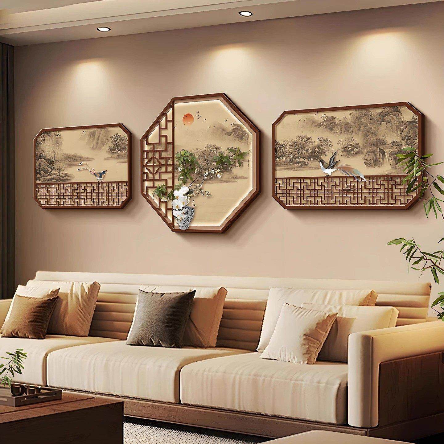 宋画式美中学客厅饰画ZGQ 画2025新款电视沙发背景墙挂 画古风高,家居饰品,现代装饰画,淘宝优惠券,粉丝福利购,淘宝优惠卷