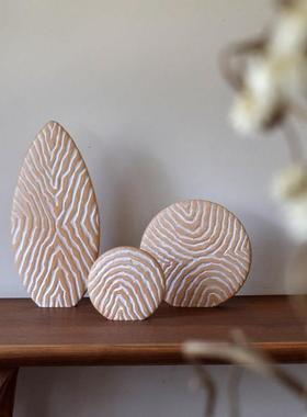 有形/创意北欧风 原木雕刻 艺术工手雕象家刻肌理 居桌面装BEO饰