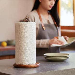 高级感木厨思房纸巾桌挂架面卷筒卫生纸架免打孔保鲜膜收纳杆立式