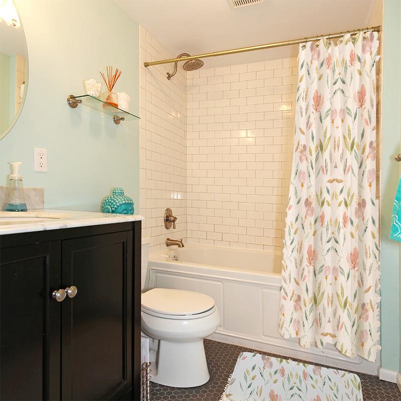 浴室浴帘QDV防防霉套装免打磁性浴水帘日本隔断帘垂孔重厚卫生间