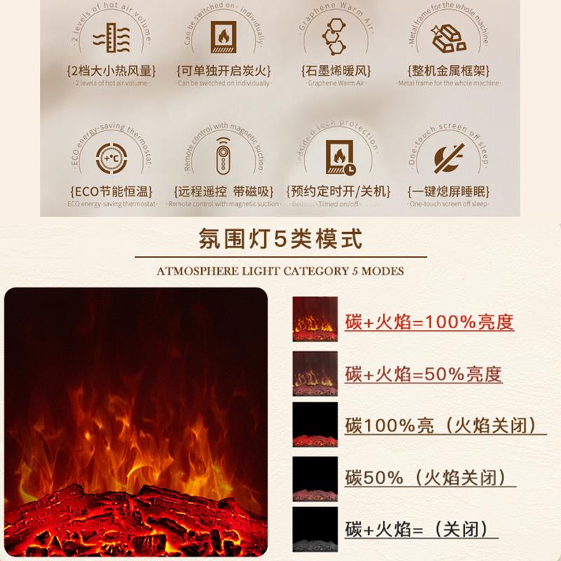 洛汉取暖宾器仿真火焰电壁炉暖风机速热家h用省电节能电暖气p0LBH