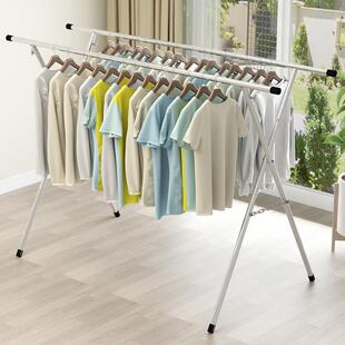 镀锌钢晾衣架立式可折叠管室内阳台005杆晾衣架双被架晾外衣架