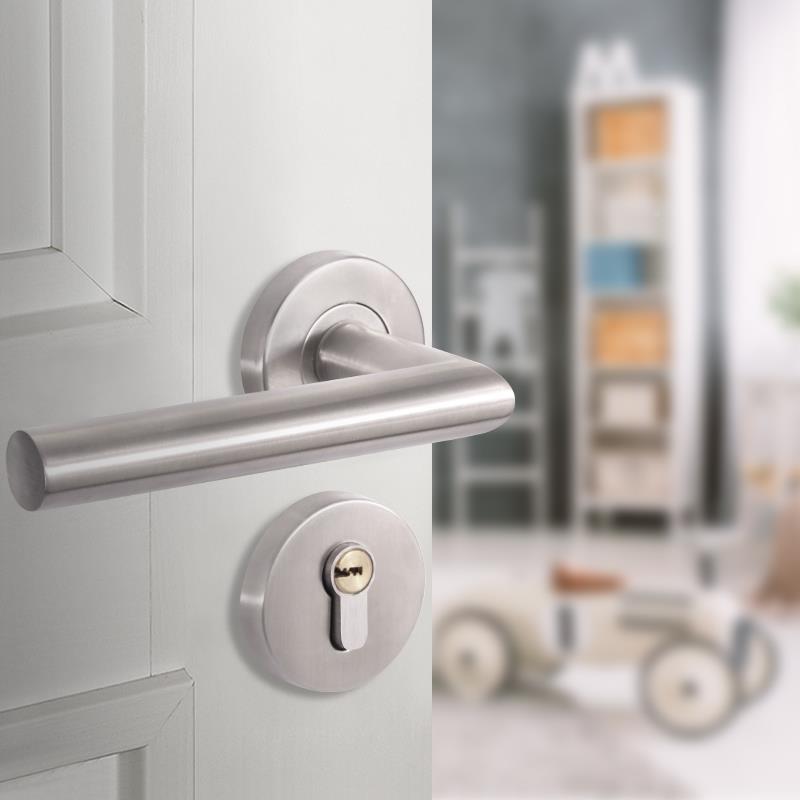 房锈间把手卧门卫生间门锁工程分体不钢锁消防安全防室火门锁全套