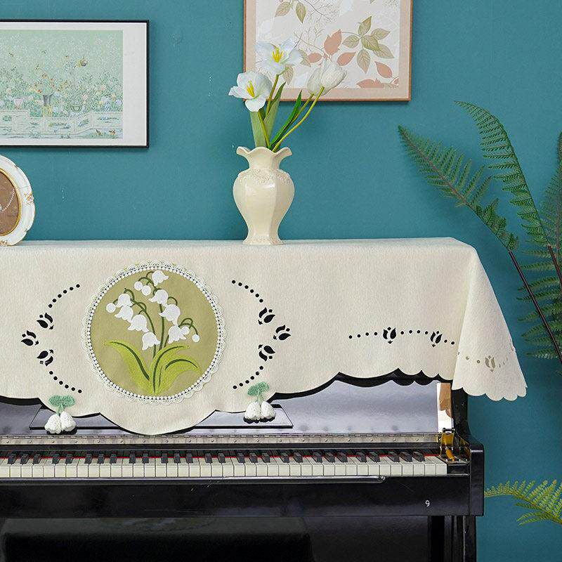 防法钢琴尘罩轻奢高档刺防绣立式钢琴罩半罩式电子ZXT84741琴尘盖