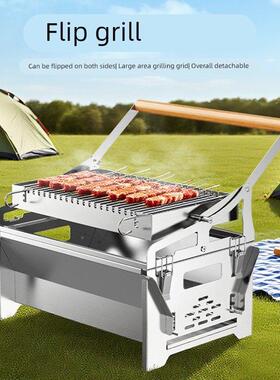 【翻加转烧烤架】用BXCN户外家庭院BQ烤肉炉厚不锈钢旋转商用