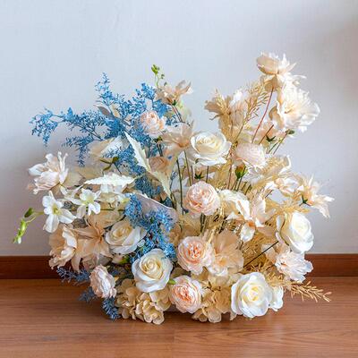 婚装饰礼壁挂排景点花地花 婚庆仿真花艺舞台KT板背墙WRM壁挂花路