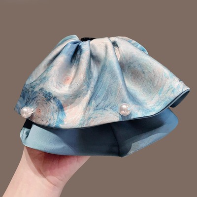 油画星空蝴蝶结高马尾抓夹